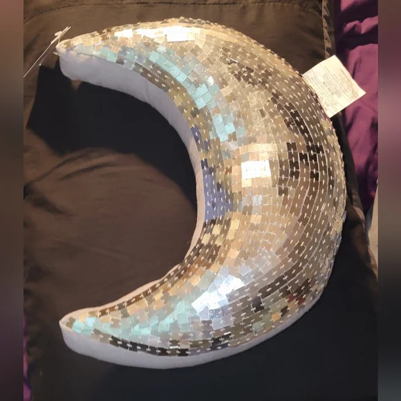 Silver Crescent Moon Disco Pillow - Picture 5 of 7